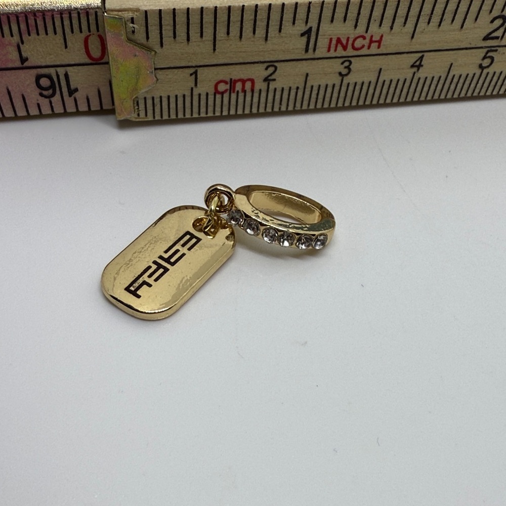 Effy Gold Tag Charm with Rhinestone Ring Accent NWT OS